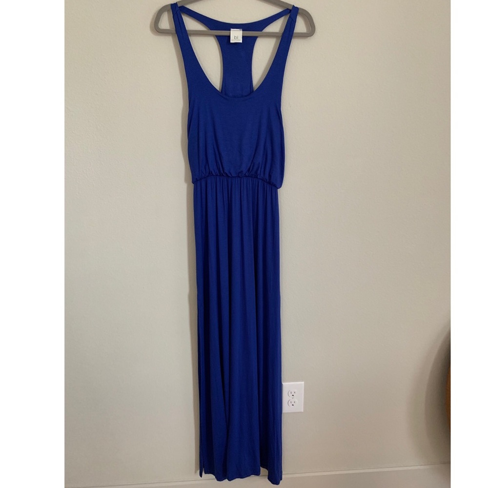 Flowy blue high waist maxi dress NWOT